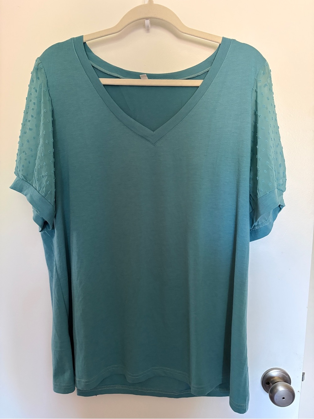 Aqua blue dressy short sleeve T-shirt